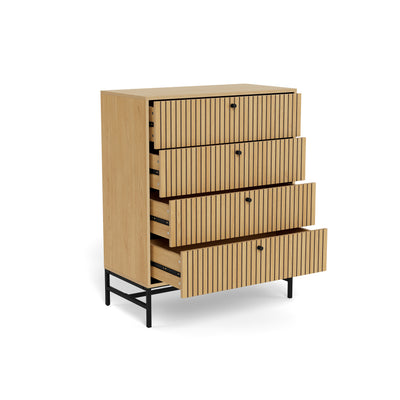 Bambouz-commode 81x100 met vier uitschuifbare lades – ruime commode met lades