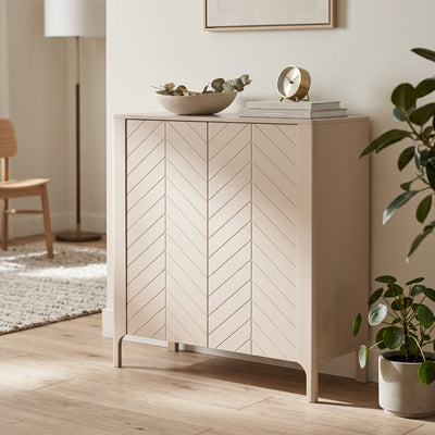Dressoir EKLIPSO 103x95 met tweedeursfront in moderne stijl, kleur Kasjmier - in een interieurstyling | Pillovely