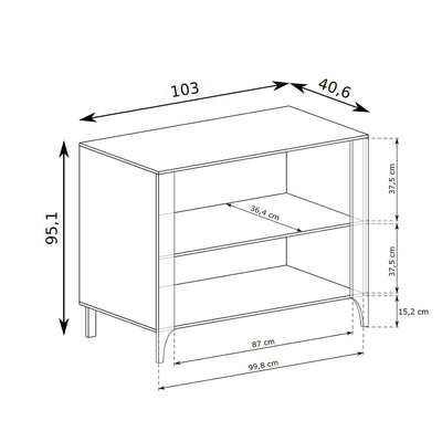 Dressoir EKLIPSO 103x95 met een tweedeursfront in moderne stijl - maattekening | Pillovely