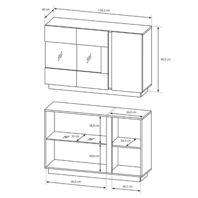 Armelia Sideboard with Glass Display Cabinet 138x91, Modern Style – photo 4