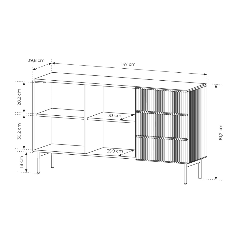 MuzZI Sideboard with Doors and Drawers 147x81, Modern Style – photo 6
