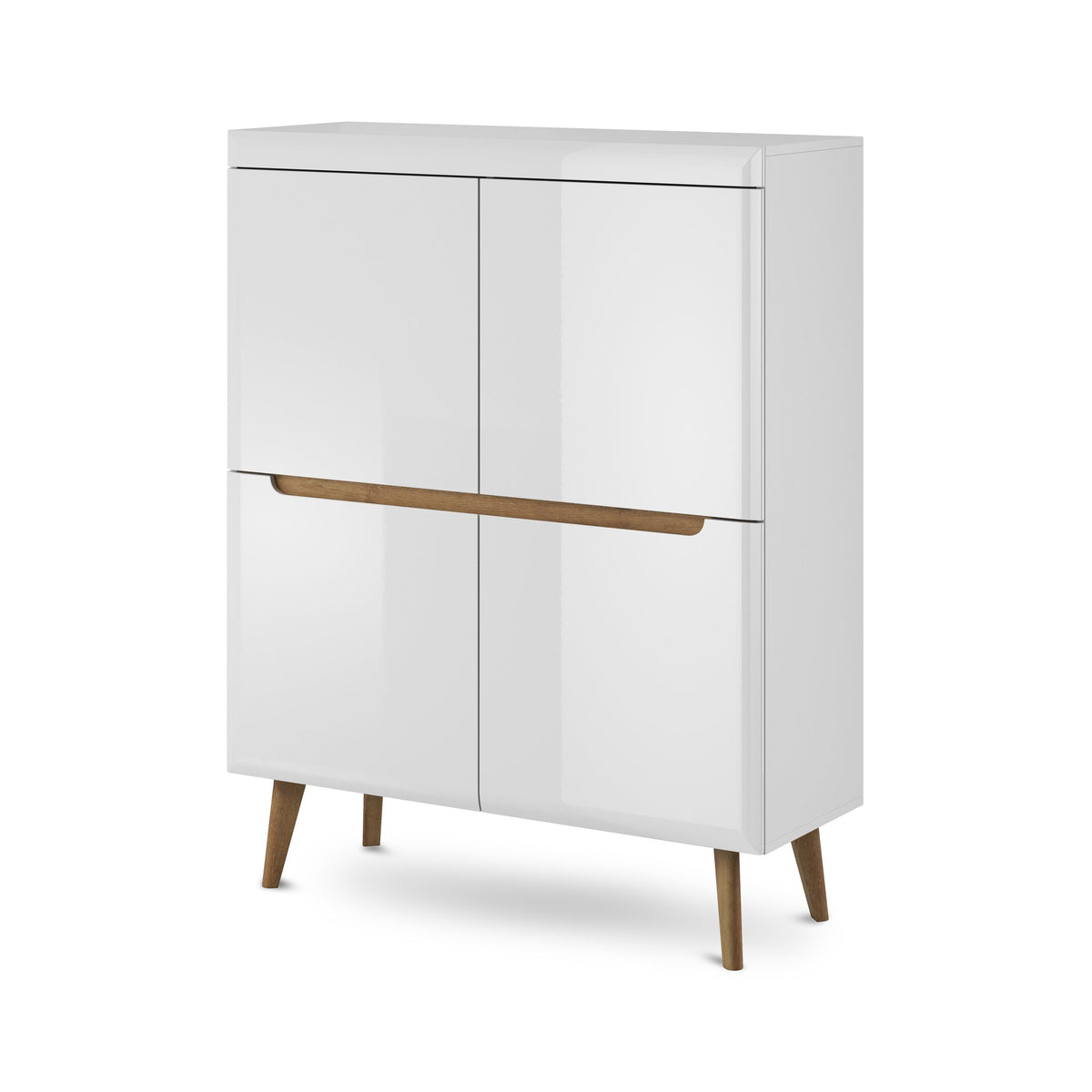 Trava Sideboard 107x134, Scandinavian Style – White Gloss Riviera Oak