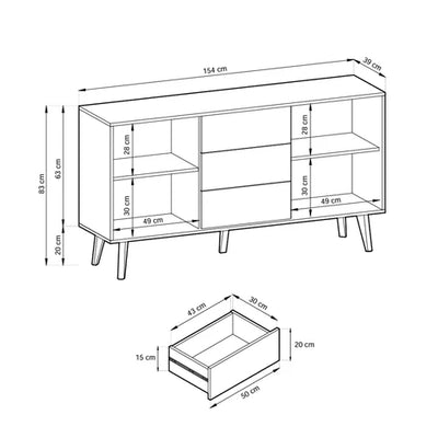 Las Sideboard with Drawers and Doors 154x83, Loft Style – photo 5