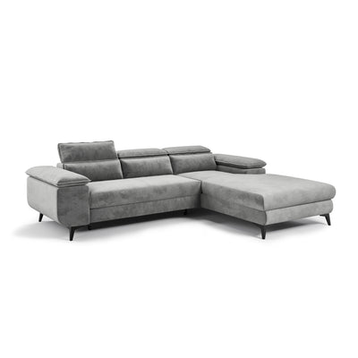 Bessi-hoekbank 276x205, rechtszijdig, Asgrijze Mist (MONOLITH 84) – chaise longue aan de rechterkant, schuin aanzicht