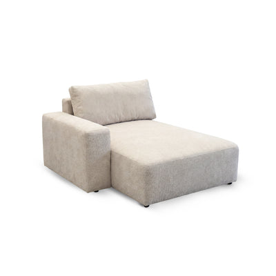 Chaise longue met armleuning van de modulaire hoekbank Iskeli Crème Taupe (ARAGON 03) – module 128 × 156 cm