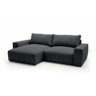 Modulaire hoekbank Iskeli Donker Asgrijs (ARAGON 93), linkszijdig, schuin aanzicht – hoekbank met chaise longue in Aragon-stof