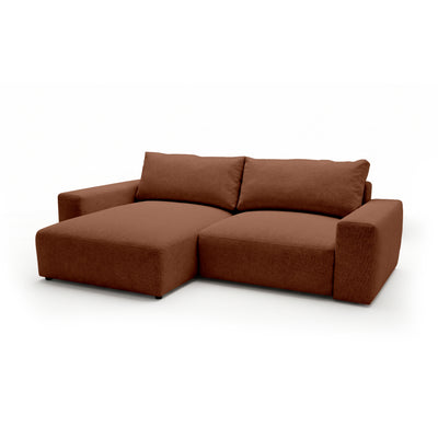 Modulaire hoekbank Iskeli Mat Kaneel (ARAGON 56), linkszijdig, schuin aanzicht – hoekbank met chaise longue in Aragon-stof
