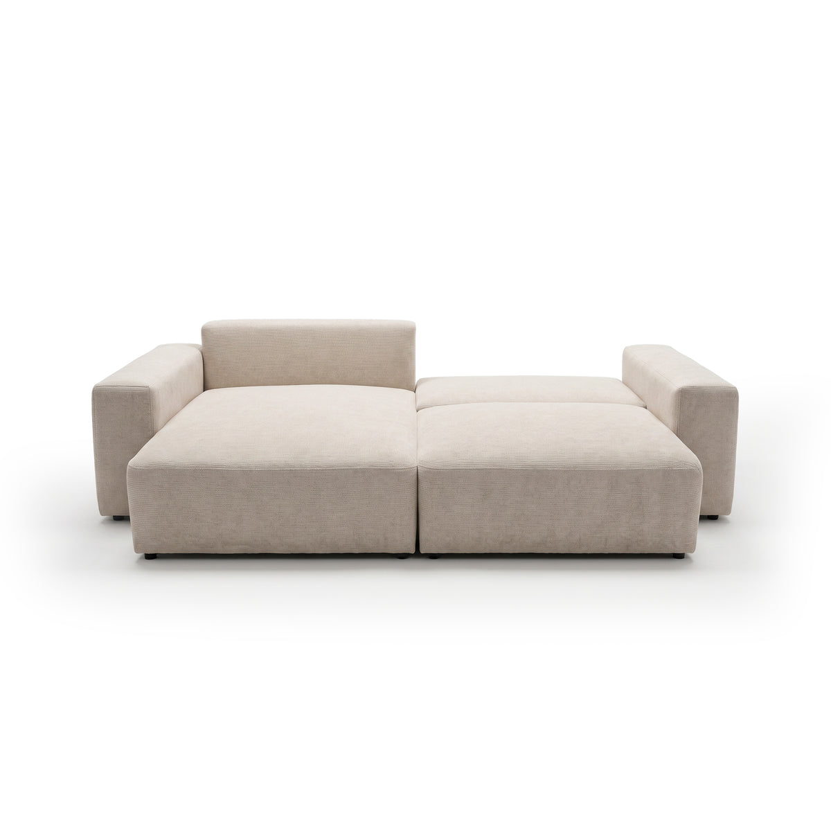 Modulaire hoekbank Iskeli Crème Taupe (ARAGON 03), linkszijdig, uitgeklapt – hoekbank met slaapfunctie, DL-mechanisme