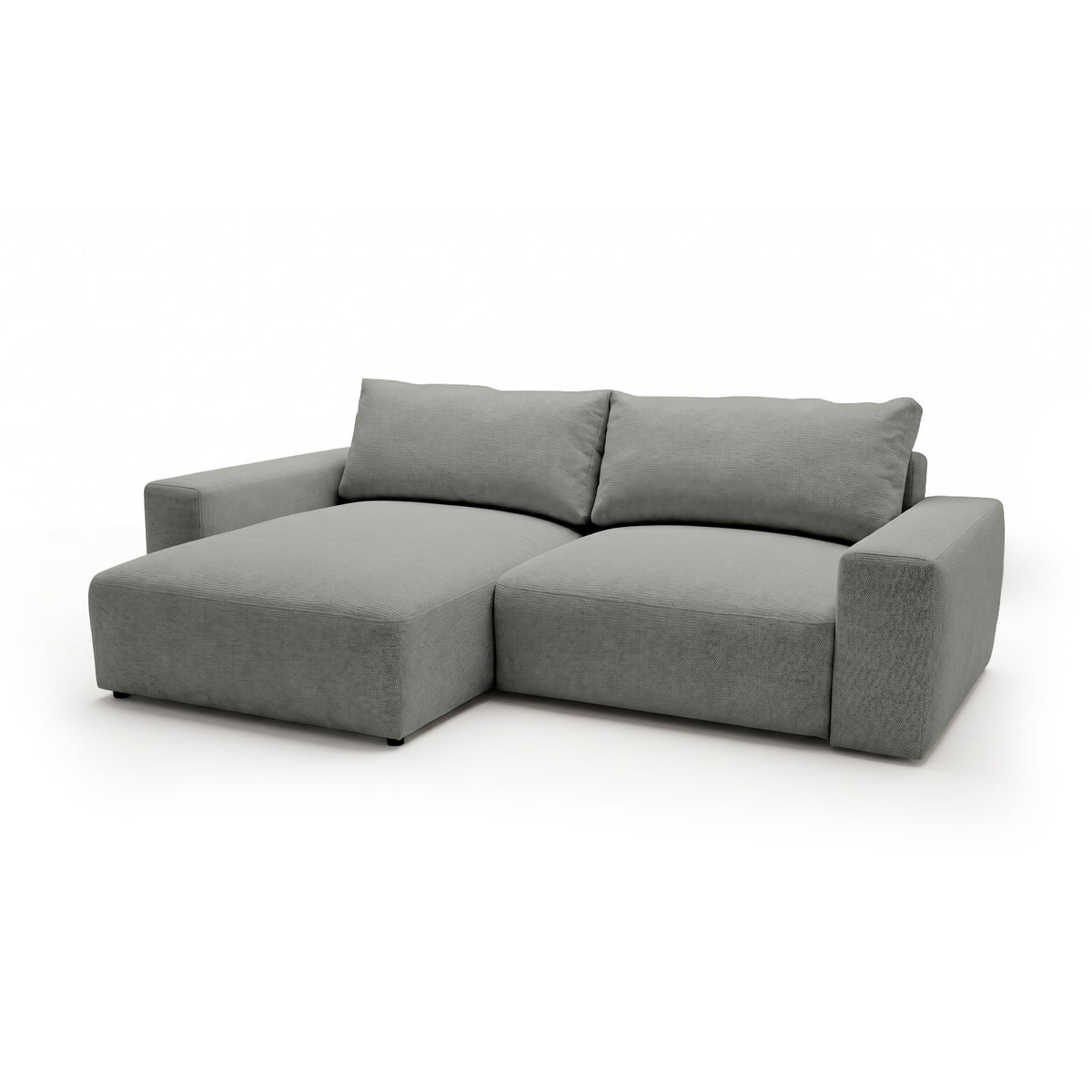 Modulaire hoekbank Iskeli Staalgrijs (ARAGON 83), linkszijdig, schuin aanzicht – hoekbank met chaise longue in Aragon-stof