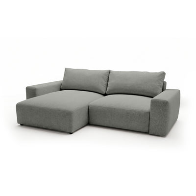 Modulaire hoekbank Iskeli Staalgrijs (ARAGON 83), linkszijdig, schuin aanzicht – hoekbank met chaise longue in Aragon-stof