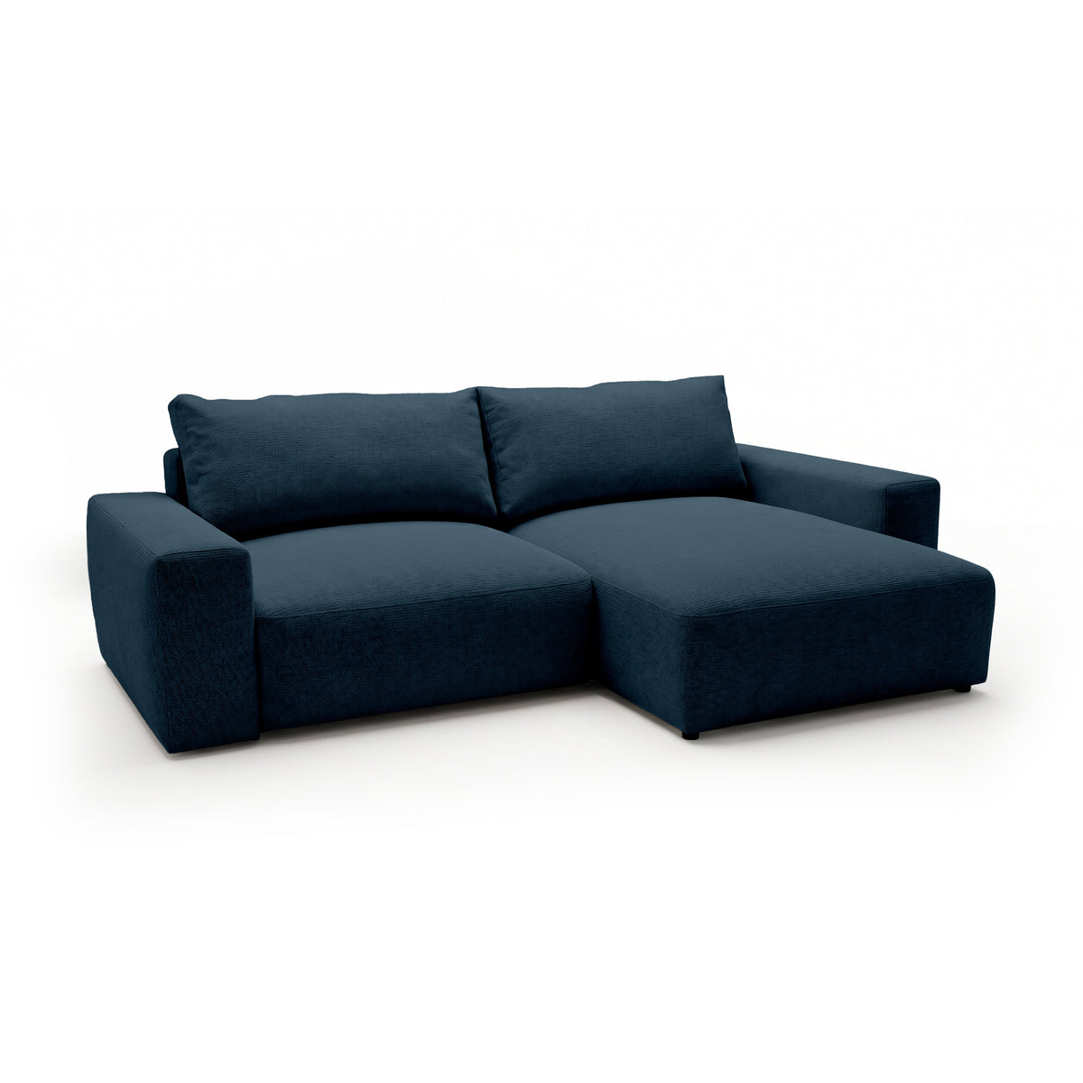 Modulaire hoekbank Iskeli Inktzwart Graniet (ARAGON 74), rechtszijdig, schuin aanzicht – hoekbank met chaise longue in Aragon-stof