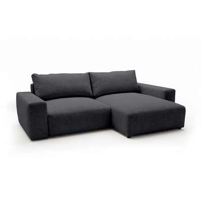 Modulaire hoekbank Iskeli Donker Asgrijs (ARAGON 93), rechtszijdig, schuin aanzicht – hoekbank met chaise longue in Aragon-stof
