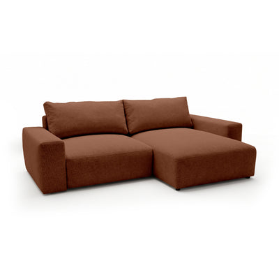 Modulaire hoekbank Iskeli Mat Kaneel (ARAGON 56), rechtszijdig, schuin aanzicht – hoekbank met chaise longue in Aragon-stof
