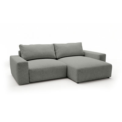 Modulaire hoekbank Iskeli Staalgrijs (ARAGON 83), rechtszijdig, schuin aanzicht – hoekbank met chaise longue in Aragon-stof