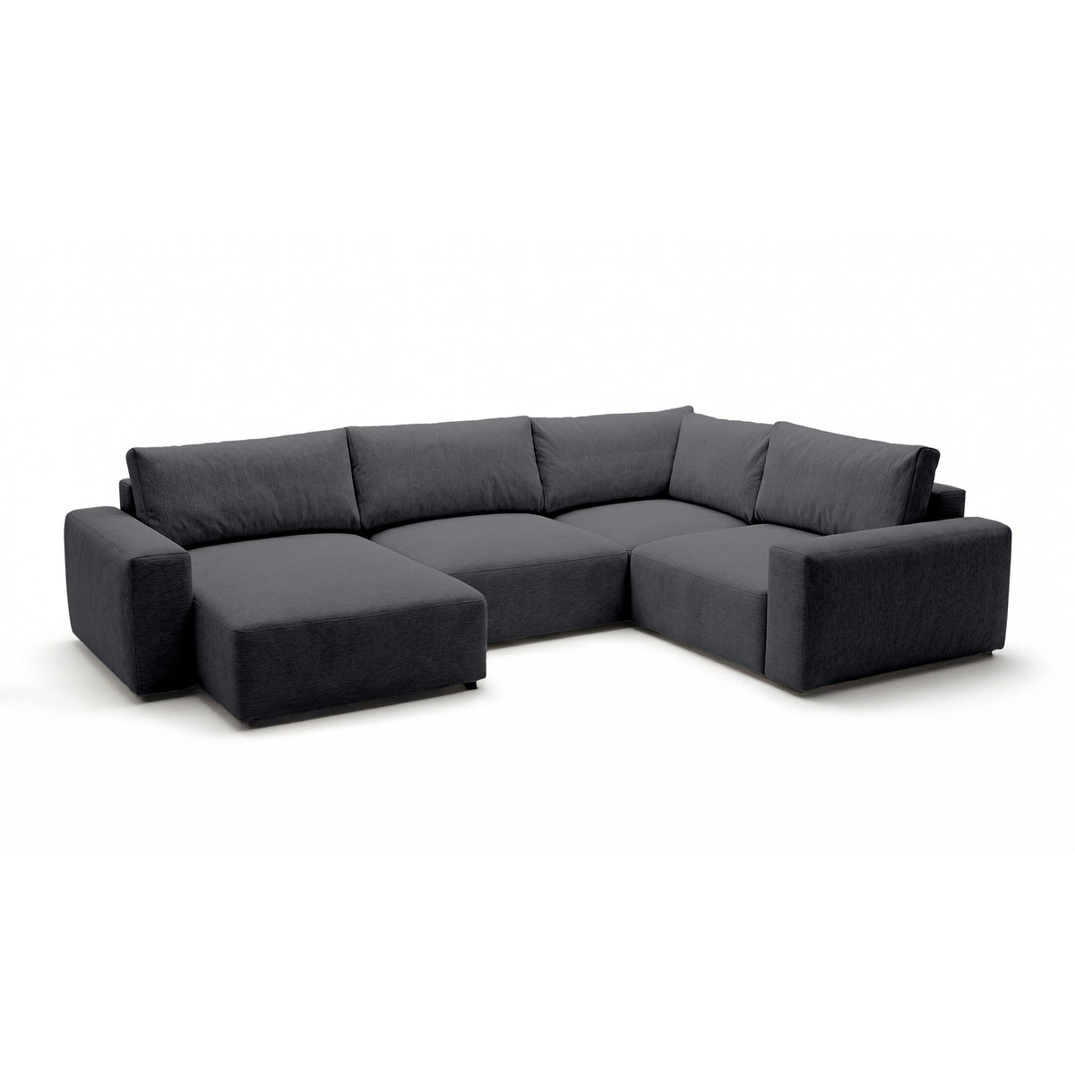 Modulaire hoekbank UL Iskeli Plus 341 cm Donker Asgrijs (ARAGON 93), linkszijdig, schuin aanzicht – grote hoekbank in Aragon-stof