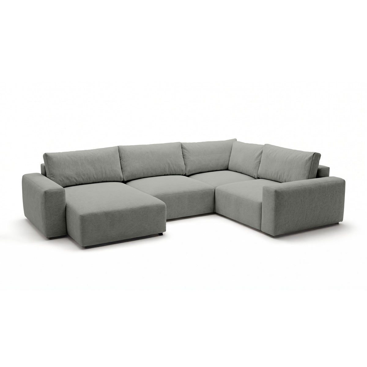 Modulaire hoekbank UL Iskeli Plus 341 cm Staalgrijs (ARAGON 83), linkszijdig, schuin aanzicht – grote hoekbank in Aragon-stof