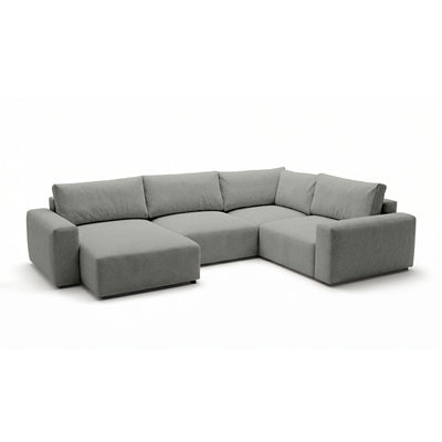 Modulaire hoekbank UL Iskeli Plus 341 cm Staalgrijs (ARAGON 83), linkszijdig, schuin aanzicht – grote hoekbank in Aragon-stof