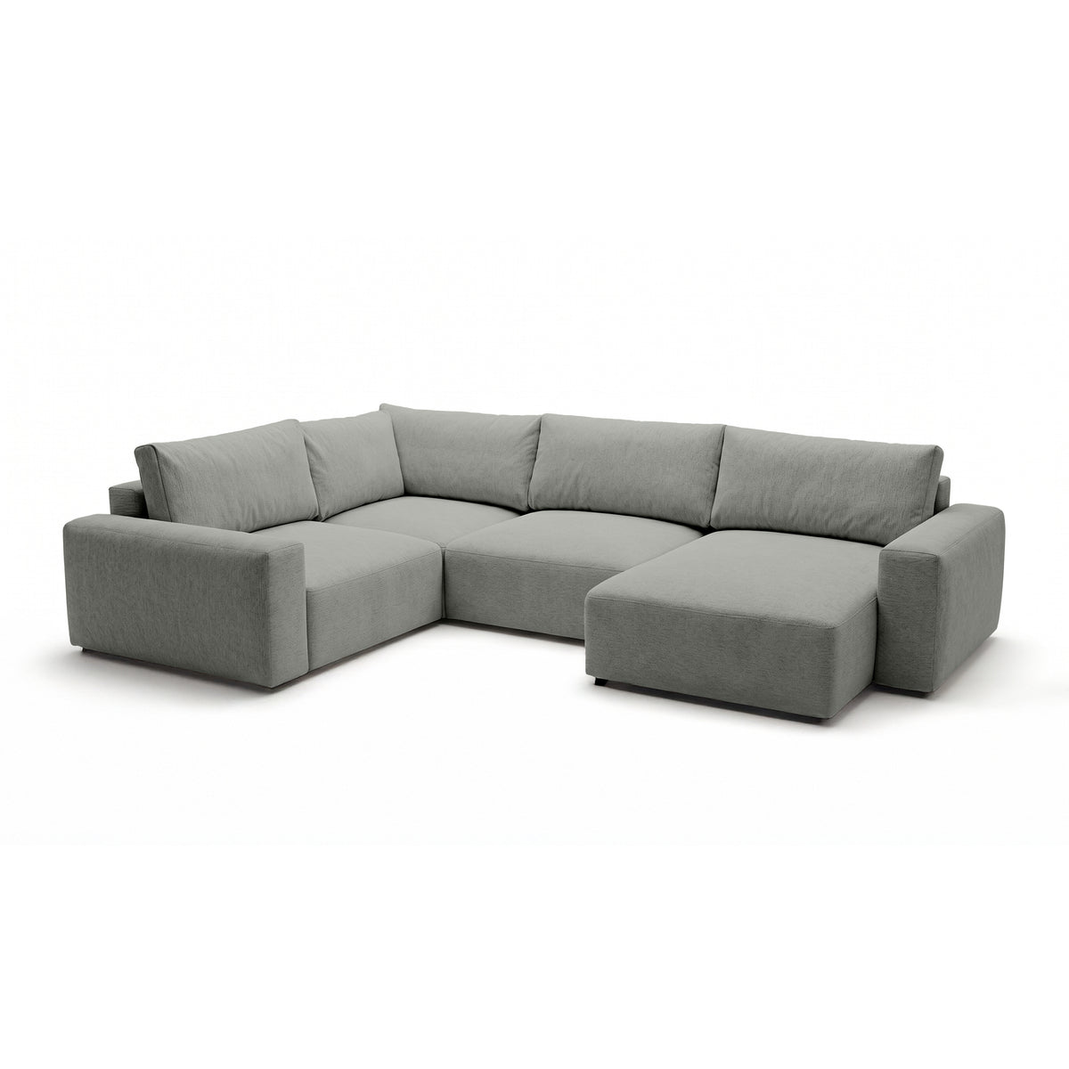Modulaire hoekbank UL Iskeli Plus 341 cm Staalgrijs (ARAGON 83), rechtszijdig, schuin aanzicht – grote hoekbank in Aragon-stof