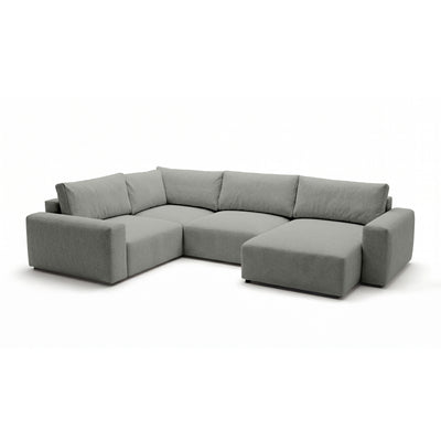 Modulaire hoekbank UL Iskeli Plus 341 cm Staalgrijs (ARAGON 83), rechtszijdig, schuin aanzicht – grote hoekbank in Aragon-stof