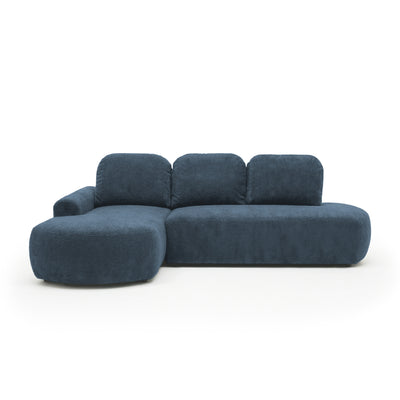 Moluni-hoekbank 263 cm Donkerblauw (BELLINI 18), linkszijdig – L-hoekbank met zachte kussens