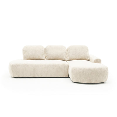 Moluni-hoekbank 263 cm Vanillewit (BELLINI 05), rechtszijdig – hoekbank met rugkussens
