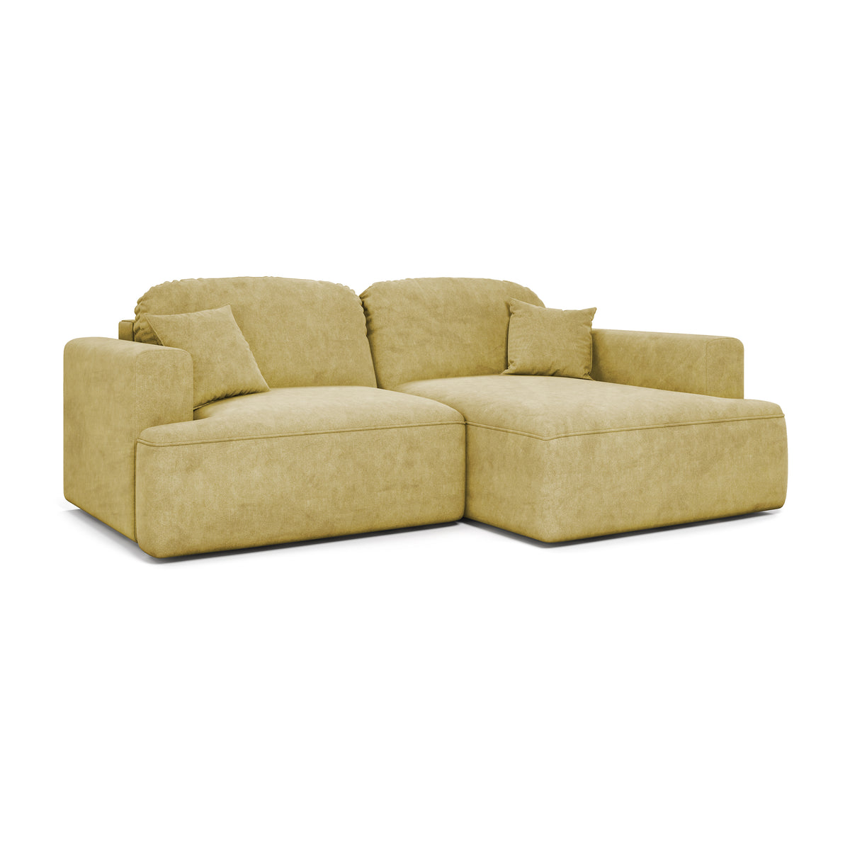 Senvali-hoekbank 240 cm Gouden Sepia (CLOUD 32), rechtszijdig – chaise longue aan de rechterkant, schuin aanzicht