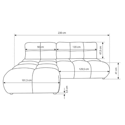 Milorya Corner Sofa Bed DL 230 cm, Modern Style – photo 8
