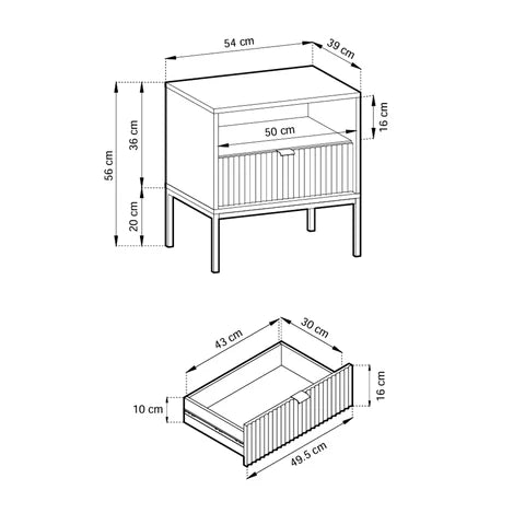 Roza Bedside Table with Drawer 54x56 cm, Glamour Style – photo 5