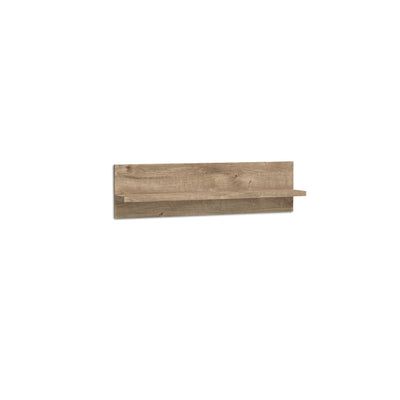 Wandplank Korin 120x32 in eiken – zwevende wandplank met achterwand, schuin aanzicht