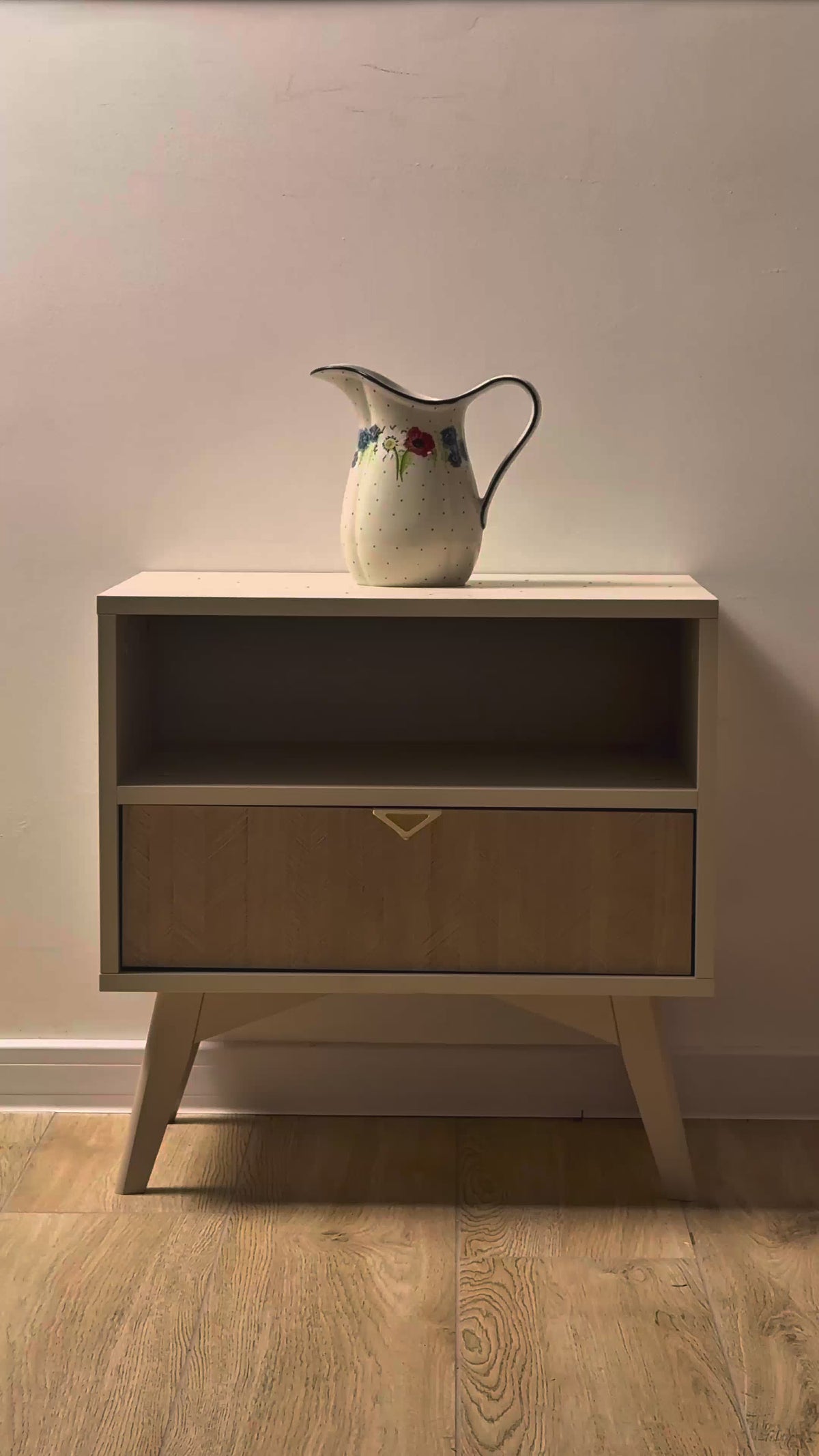Bedside Table with Drawer and Open Shelf 54x54 cm in Boho Style | Mandala