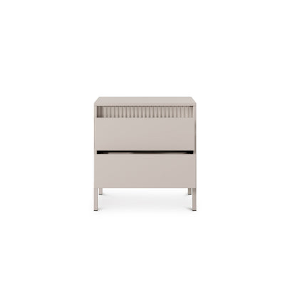Senra Bedside Table with 2 Drawers 54x56 cm, Modern Style – with doors open