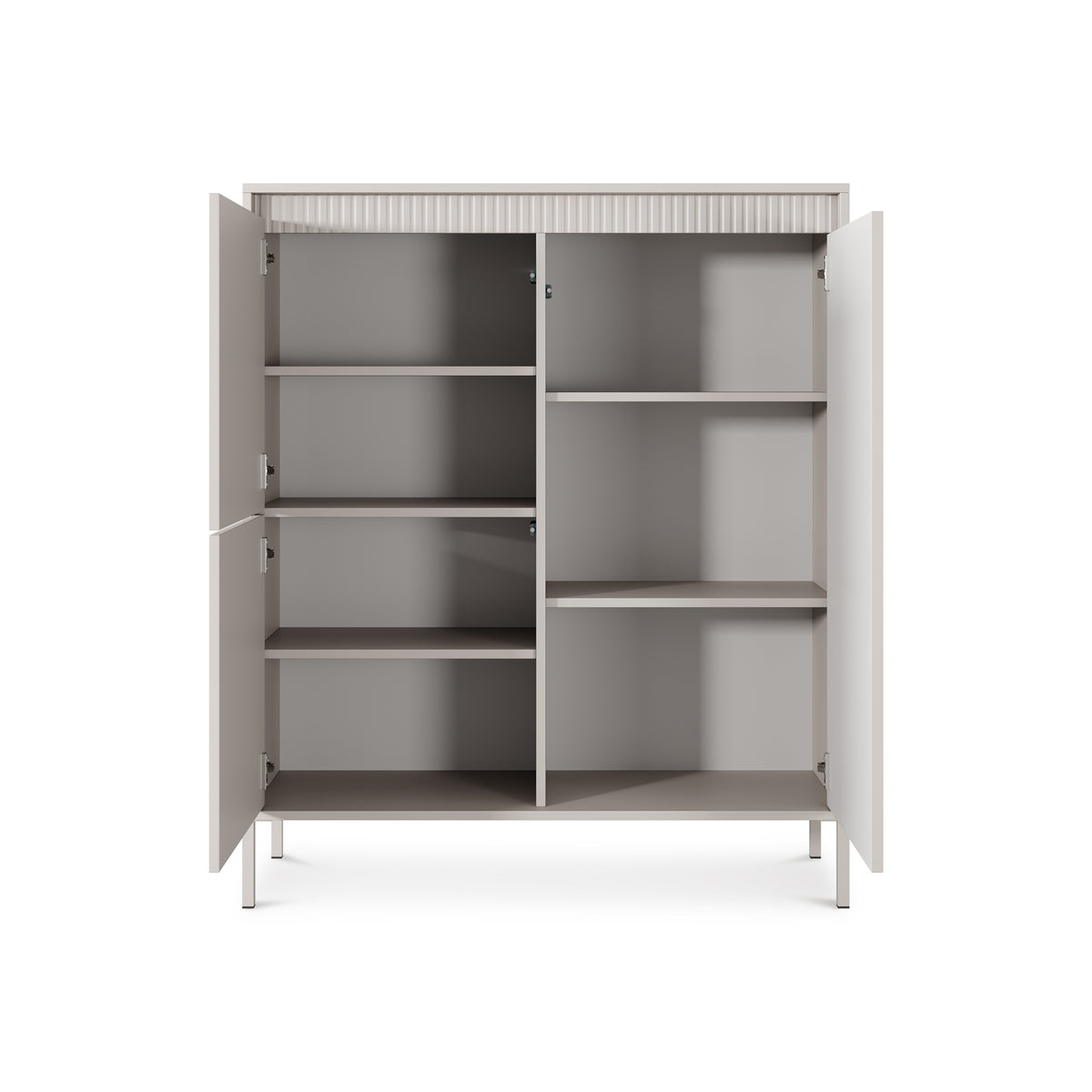Senra 3-door Sideboard 104x123, Japandi Style – with doors open