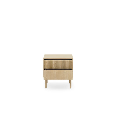 Viola Bedside Table with 2 Drawers 54x55 cm, Scandinavian Style – with doors open