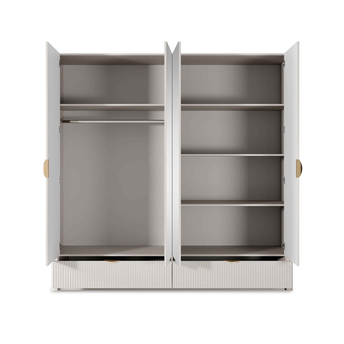 Laanti 4-door Wardrobe 213x208 cm, Modern Style – with doors open