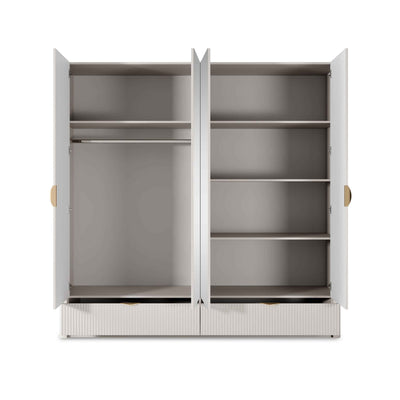 Laanti 4-door Wardrobe 213x208 cm, Modern Style – with doors open