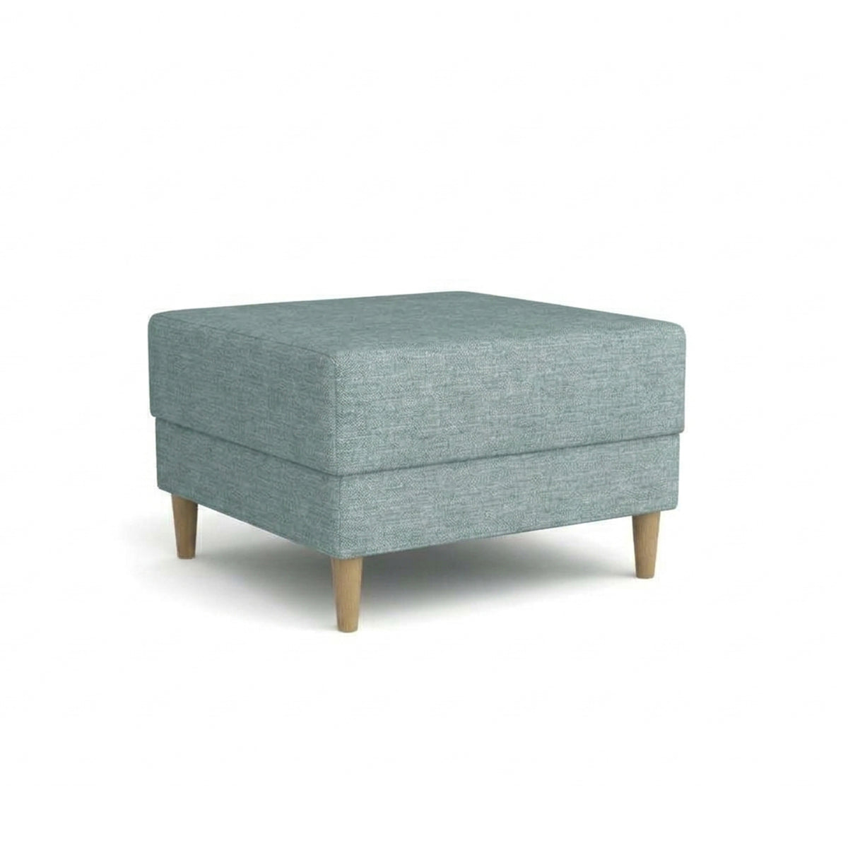 Harmi-poef 66x66 Zilverkleurig Beton (SAWANA 29) – gestoffeerde poef van vlechtstof op beuken poten
