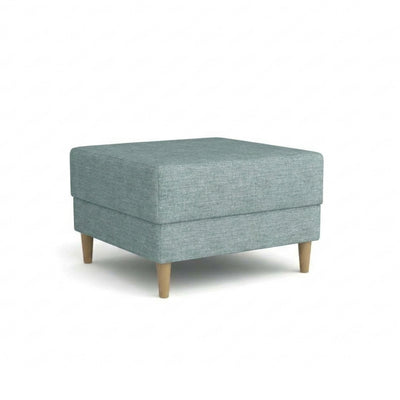 Harmi-poef 66x66 Zilverkleurig Beton (SAWANA 29) – gestoffeerde poef van vlechtstof op beuken poten