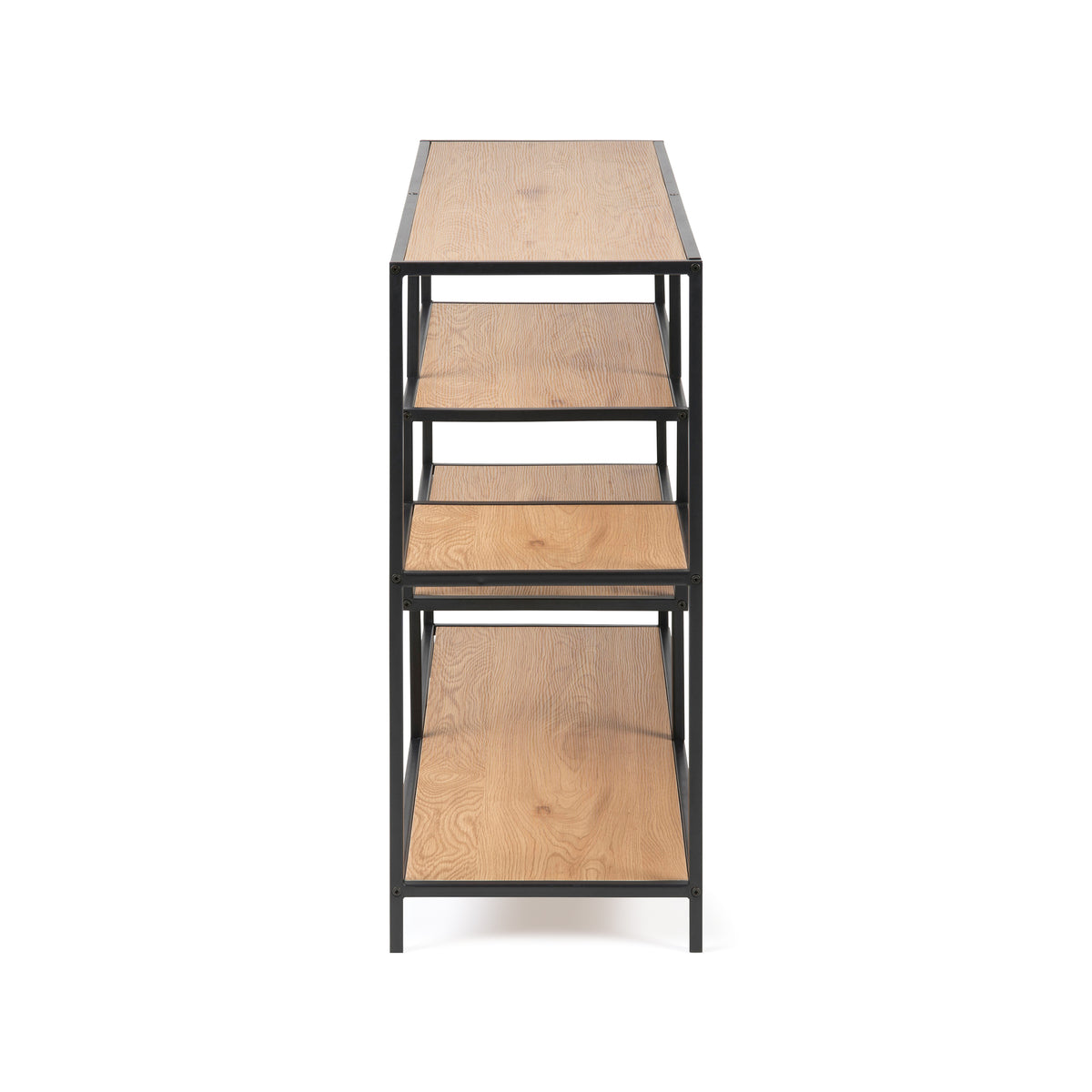 Skeleto-boekenkast 114x78 Wild Eiken, zijaanzicht – smalle boekenkast met planken van 35 cm diep