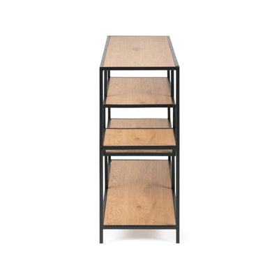 Skeleto-boekenkast 114x78 Wild Eiken, zijaanzicht – smalle boekenkast met planken van 35 cm diep