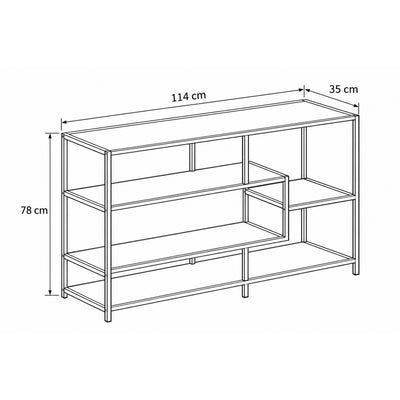 Boekenkast Skeleto 114x78 – maatschets met breedte, hoogte en diepte