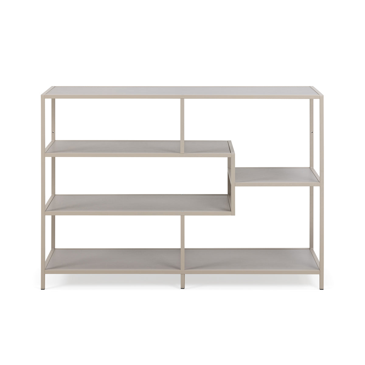 Skeleto-boekenkast 114x78 grijze melamine, vooraanzicht – grijze planken en frame in één kleur