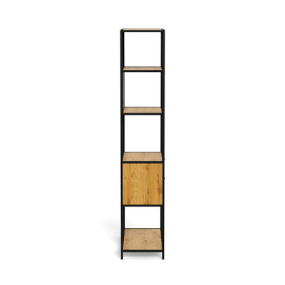 Skeleto-boekenkast 77x185 Wild Eiken – zijaanzicht van de planken in eikenhouten afwerking en het stalen frame