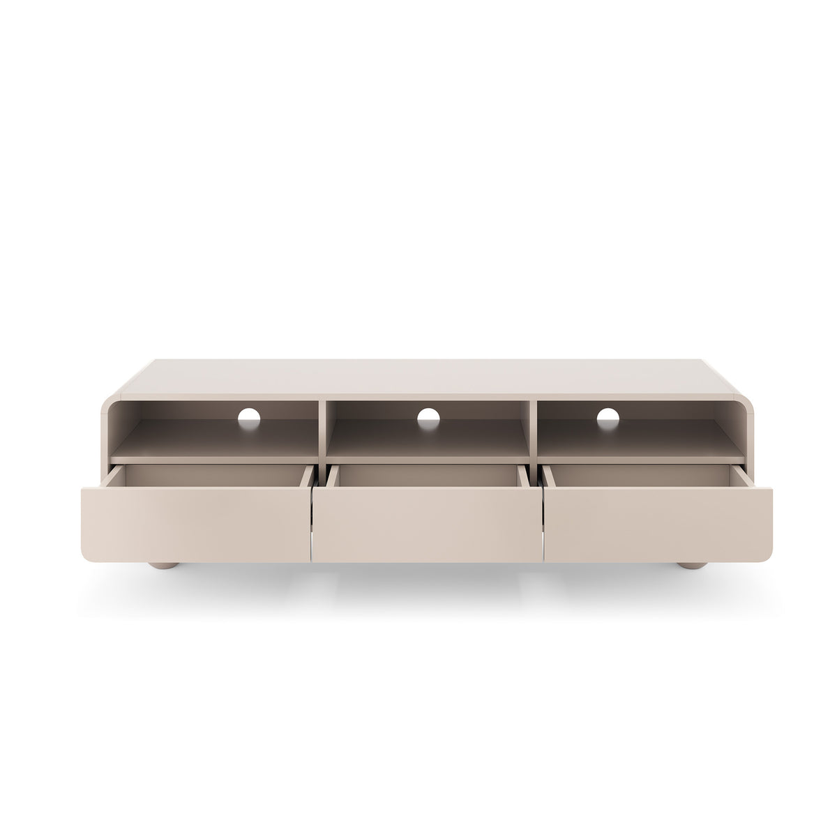 Ballo TV Unit 160x44, Japandi Style – with doors open