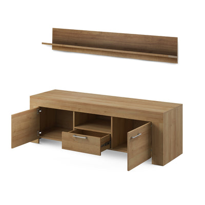 Gorky TV Unit Set with Shelf 155x50 + 155x20, Modern Style – photo 5