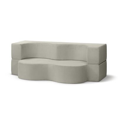 Kamelia Freestanding Foam Sofa Bed 200 cm, Japandi Style – Gray Linen (POSO 140)