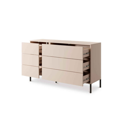 Dust Chest of Drawers 137x81 with 6 Drawers, Minimalist Style – with doors open