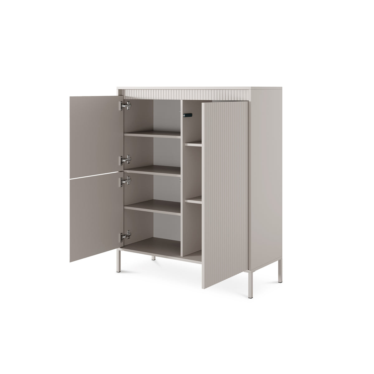 Senra 3-door Sideboard 104x123, Japandi Style – with doors open