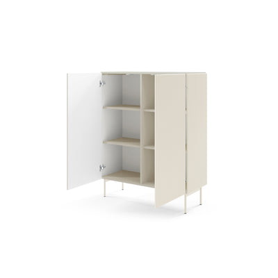 MuzZI Tall Sideboard with Doors 99x123, Modern Style – with doors open