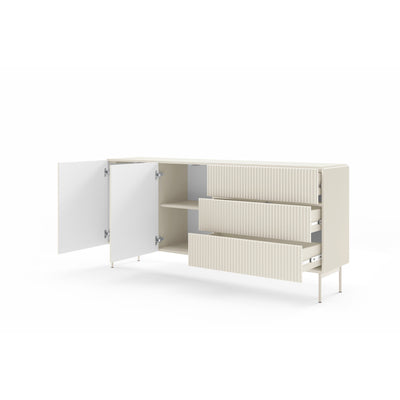 MuzZI Sideboard with Doors and Drawers 177x81, Modern Style – with doors open