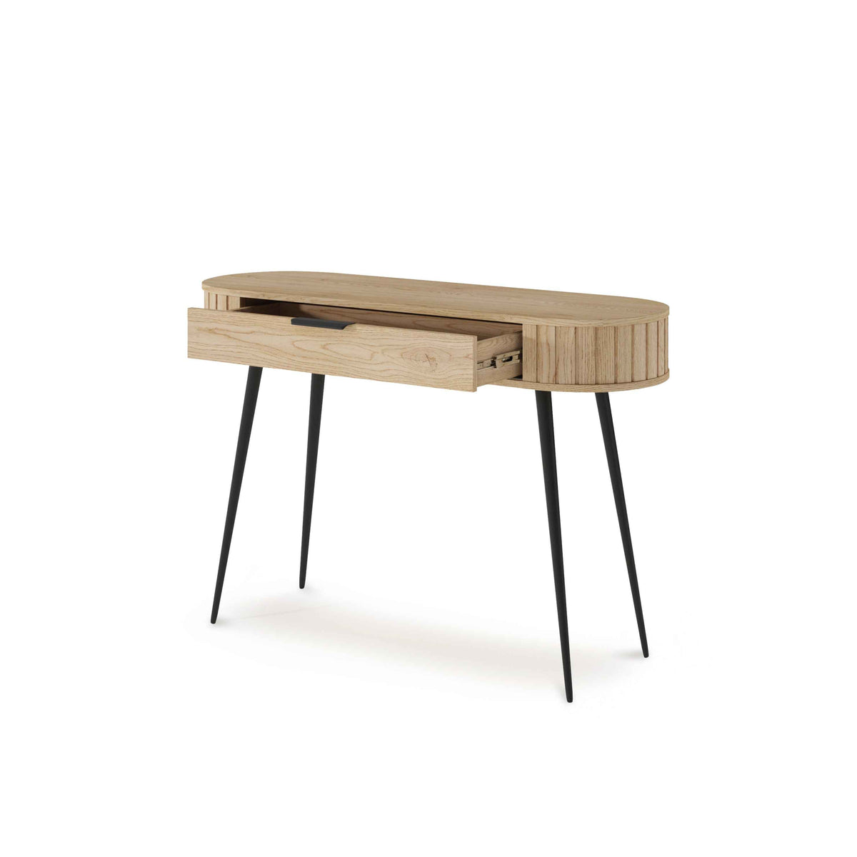 Llovia Dressing Table with Drawer 120x80 cm, Japandi Style – with doors open